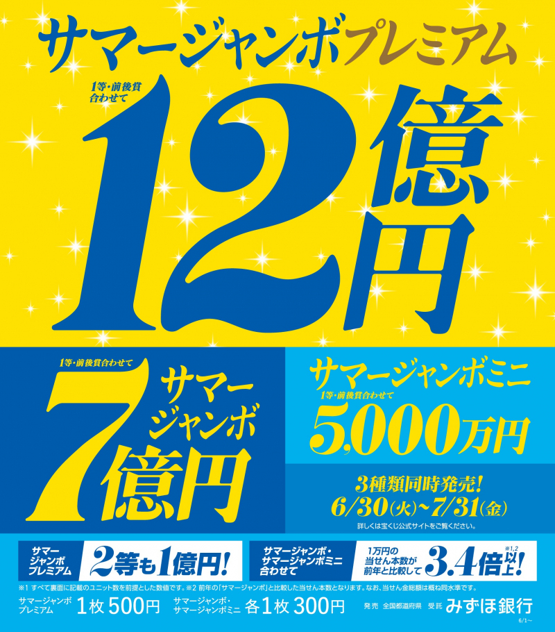 サマージャンボ宝くじ発売!